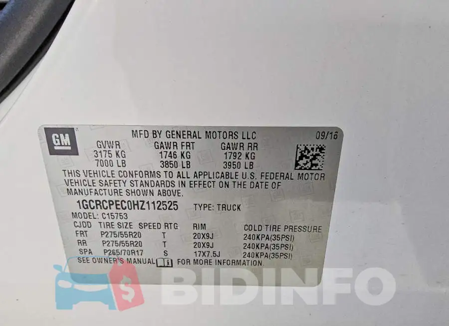 1GCRCPEC0HZ112525 Photo# 12