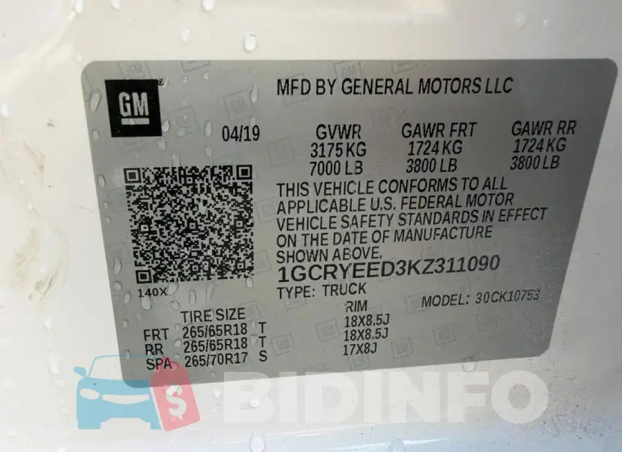 1GCRYEED3KZ311090 Photo# 10