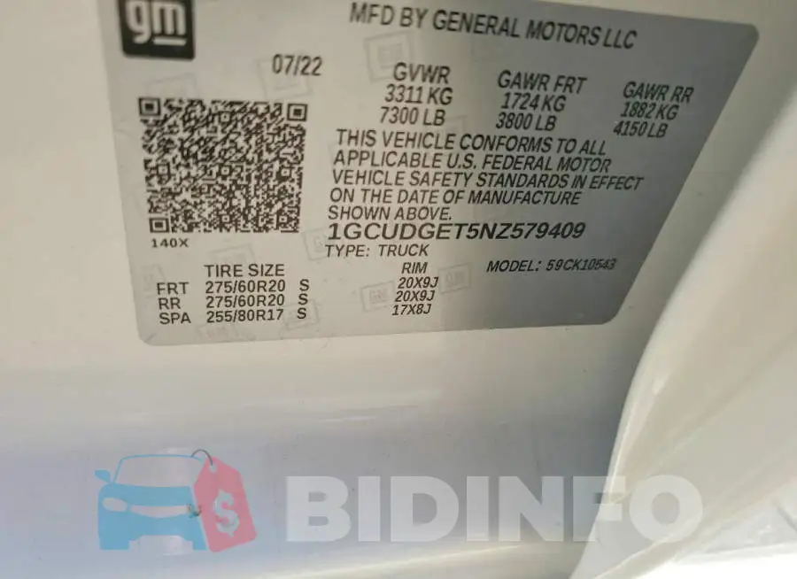 1GCUDGET5NZ579409 Photo# 12