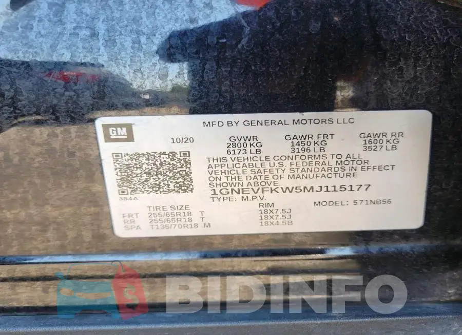 1GNEVFKW5MJ115177 Photo# 13