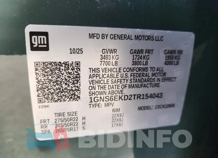 1GNS6EKD2TR154043 Photo# 13