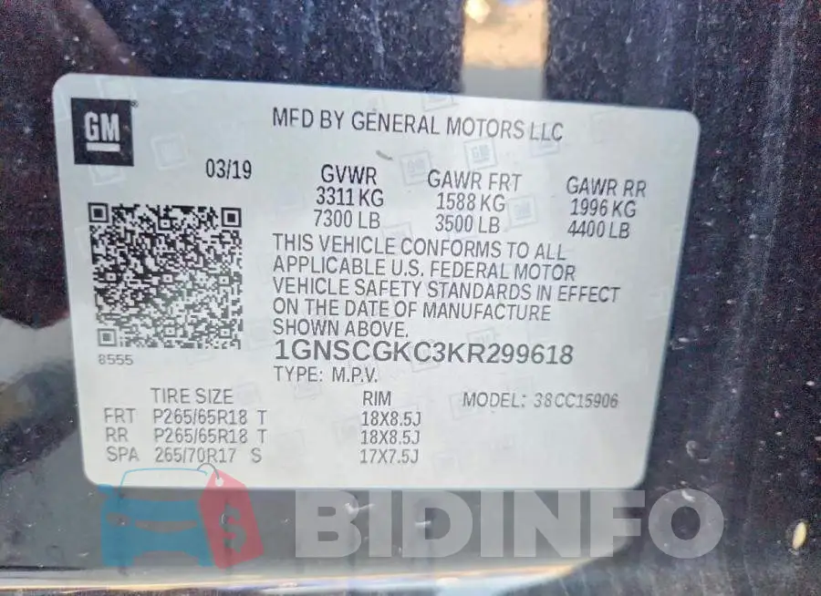 1GNSCGKC3KR299618 Photo# 13