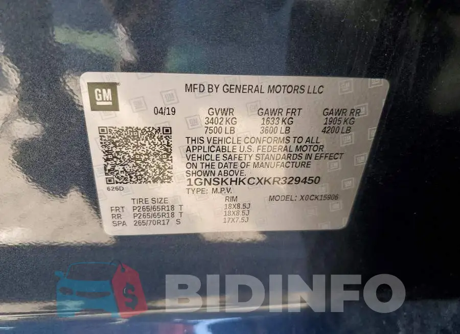 1GNSKHKCXKR329450 Photo# 13