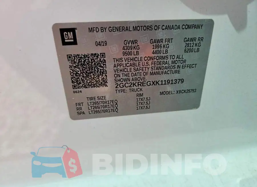2GC2KREGXK1191379 Photo# 12