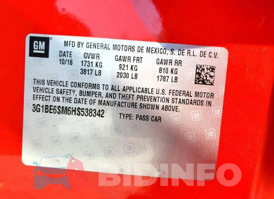 3G1BE6SM6HS538342 Photo# 13