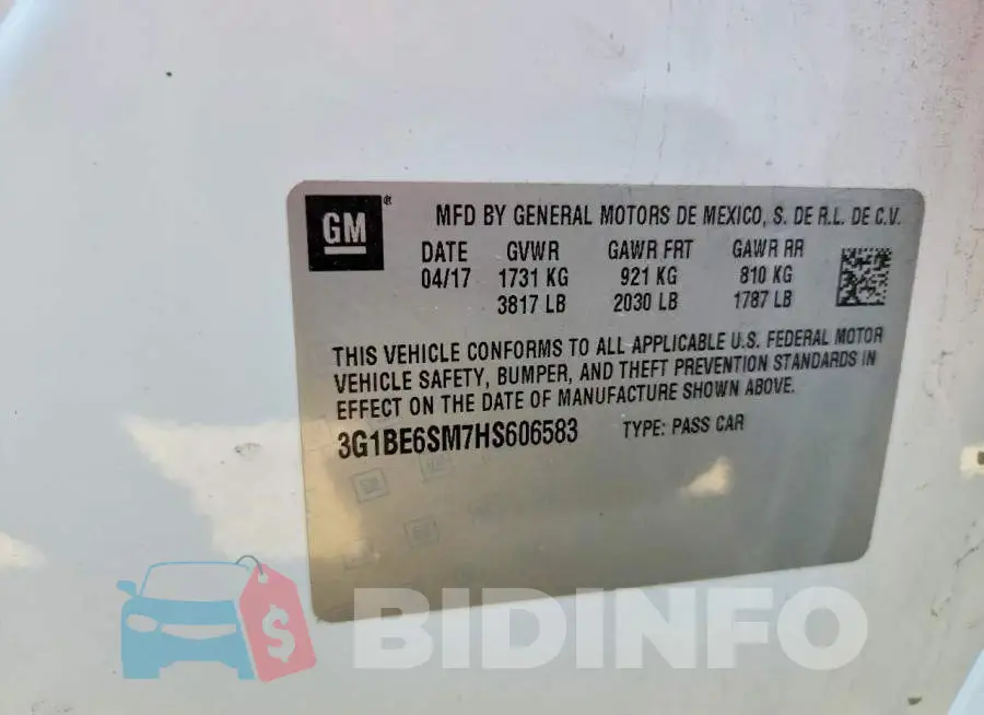 3G1BE6SM7HS606583 Photo# 12