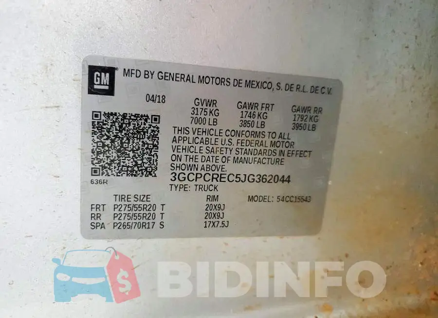 3GCPCREC5JG362044 Photo# 13