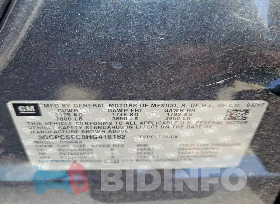 3GCPCSEC0HG418182 Photo# 12