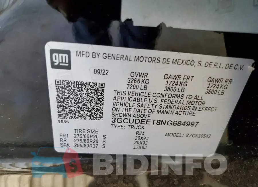 3GCUDEET8NG684997 Photo# 12