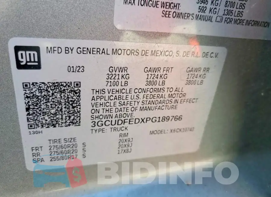 3GCUDFEDXPG189766 Photo# 12