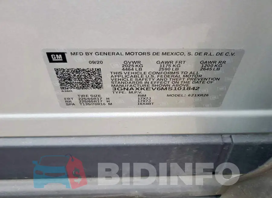 3GNAXKEV6MS101842 Photo# 14