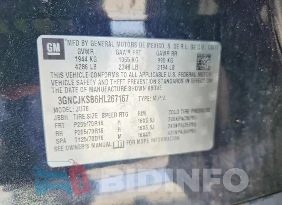 3GNCJKSB6HL267167 Photo# 12