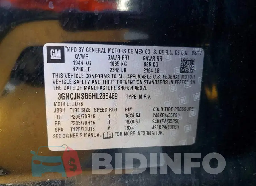 3GNCJKSB6HL288469 Photo# 13