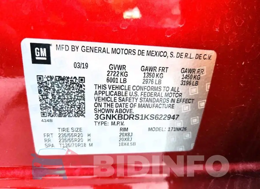 3GNKBDRS1KS622947 Photo# 13