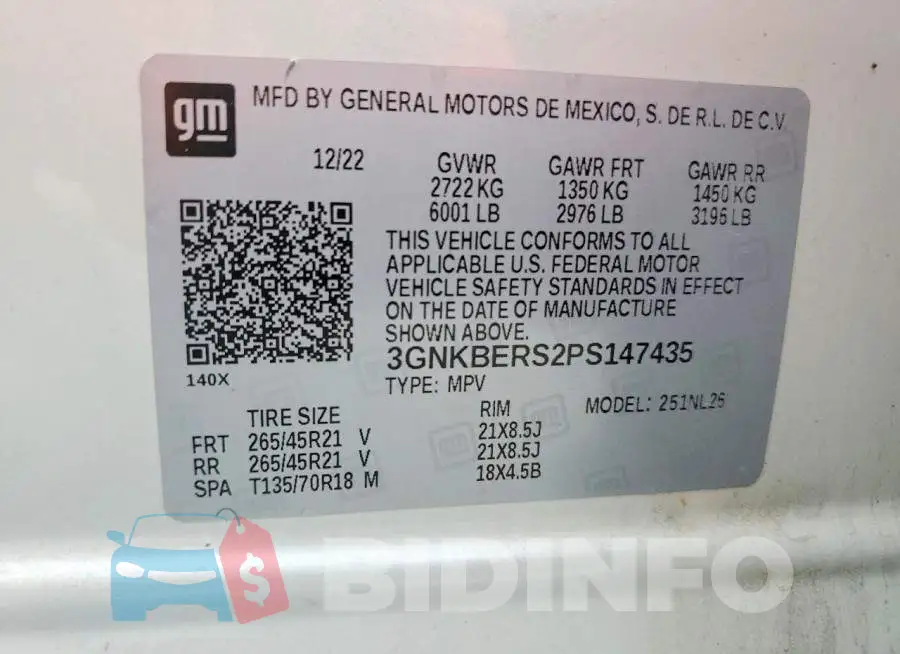 3GNKBERS2PS147435 Photo# 13