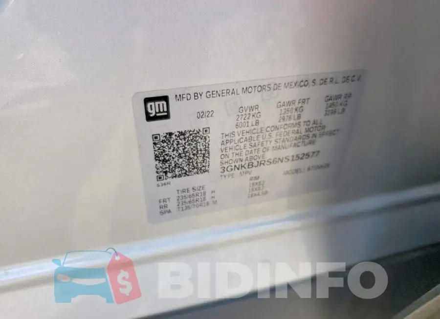 3GNKBJRS6NS152577 Photo# 13