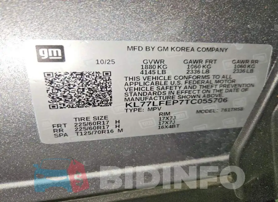 KL77LFEP7TC055706 Photo# 12