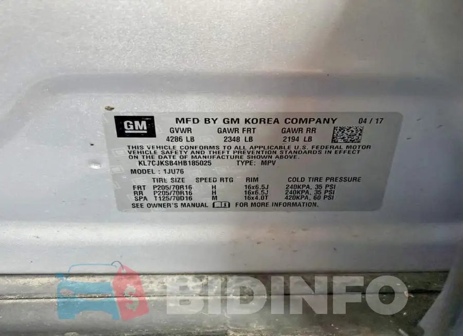 KL7CJKSB4HB185025 Photo# 12