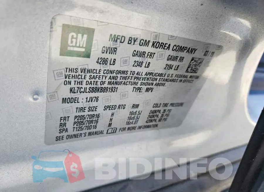KL7CJLSB8KB891931 Photo# 13