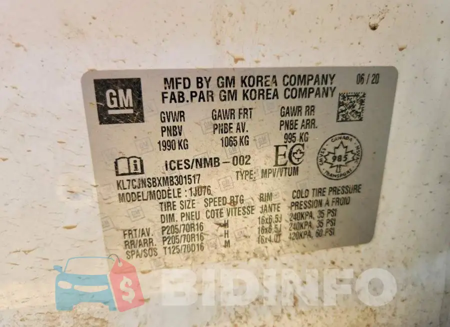 KL7CJNSBXMB301517 Photo# 14