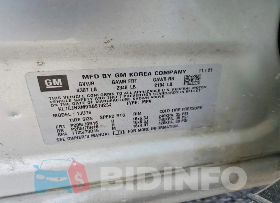 KL7CJNSM9NB510234 Photo# 12