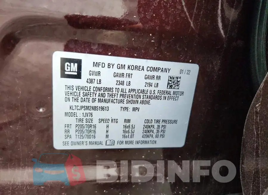 KL7CJPSM2NB519613 Photo# 12