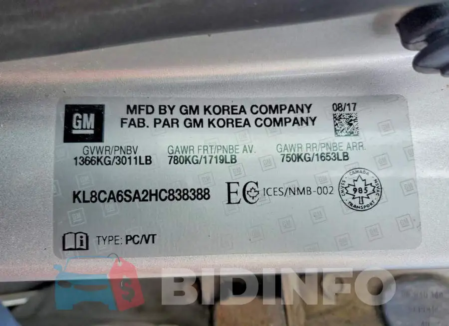 KL8CA6SA2HC838388 Photo# 13