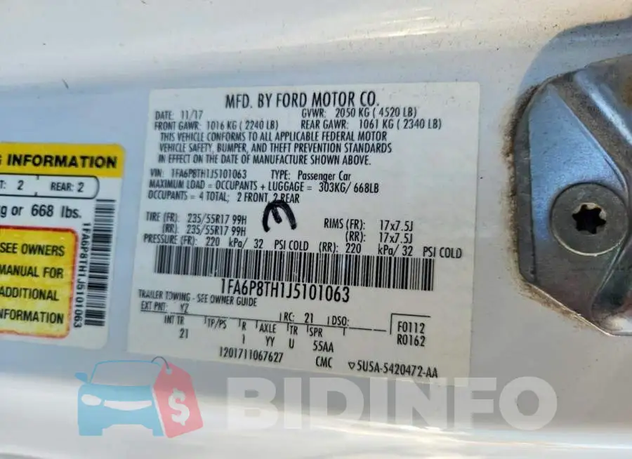 1FA6P8TH1J5101063 Photo# 13