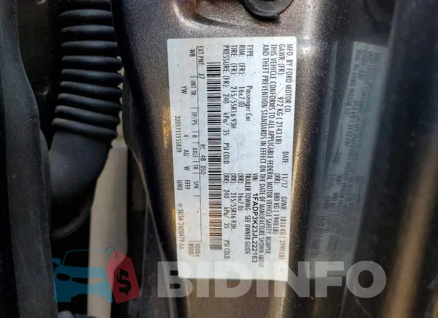 1FADP3K23JL222163 Photo# 14