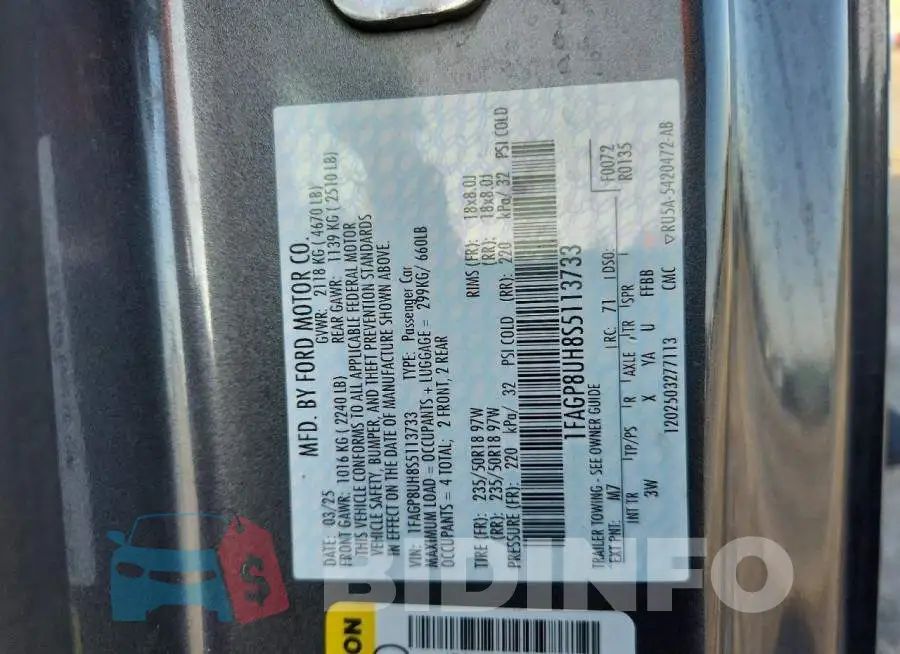 1FAGP8UH8S5113733 Photo# 13