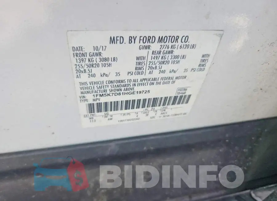 1FM5K7D81HGE19725 Photo# 13