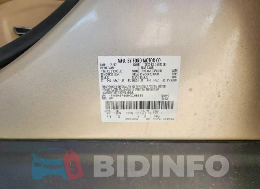 1FM5K8F84HGC98885 Photo# 12