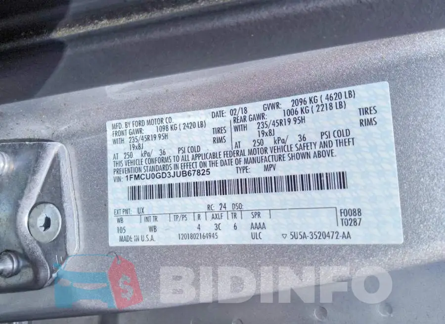 1FMCU0GD3JUB67825 Photo# 13