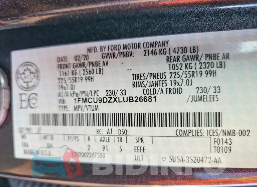 1FMCU9DZXLUB26681 Photo# 13
