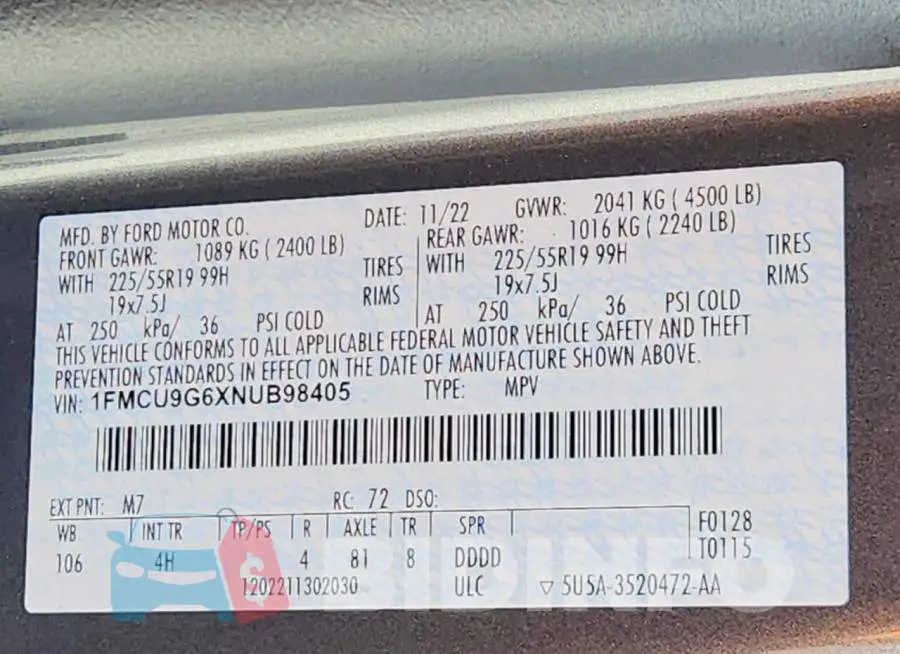 1FMCU9G6XNUB98405 Photo# 13