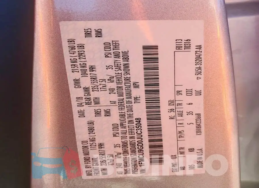 1FMCU9GD0JUC35048 Photo# 13