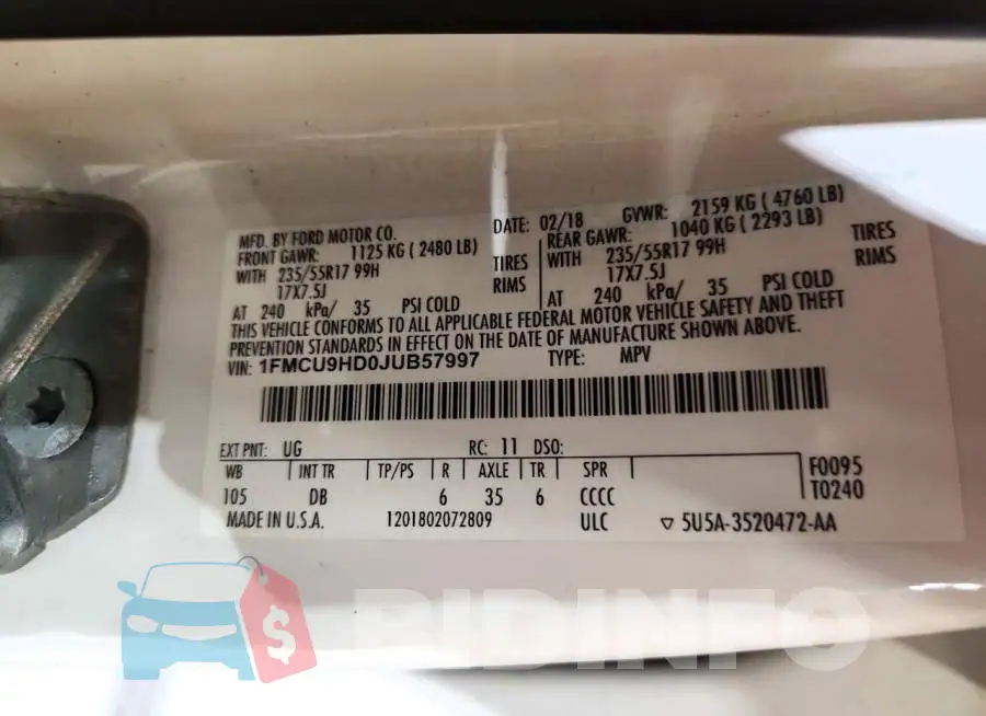 1FMCU9HD0JUB57997 Photo# 13