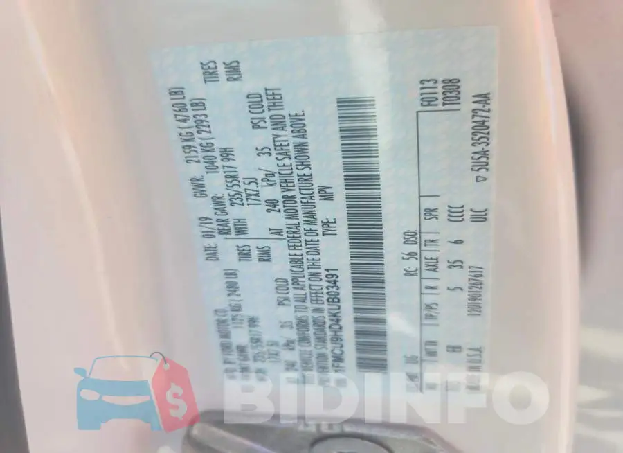 1FMCU9HD4KUB03491 Photo# 13