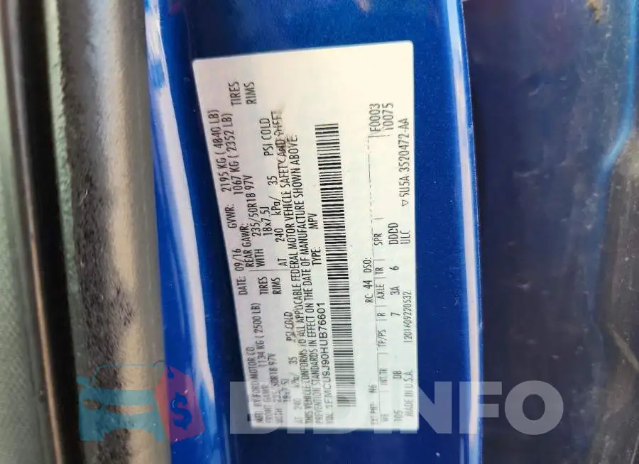 1FMCU9J90HUB76601 Photo# 13
