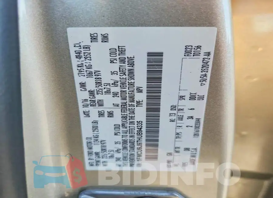 1FMCU9J97HUB94335 Photo# 14