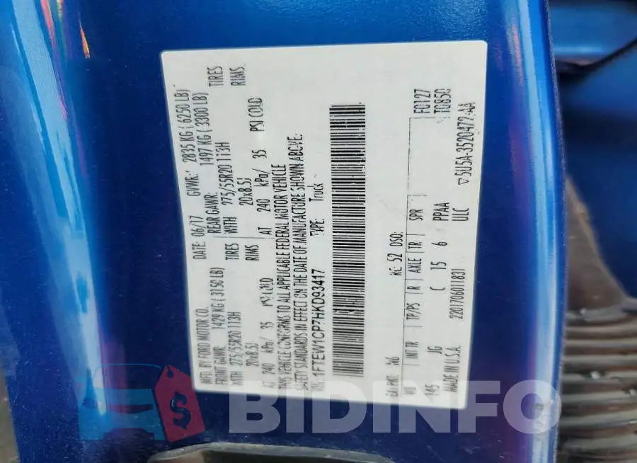 1FTEW1CP7HKD93417 Photo# 12