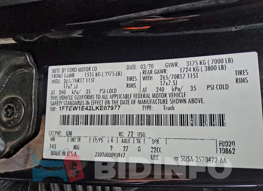 1FTEW1E42LKE07977 Photo# 12