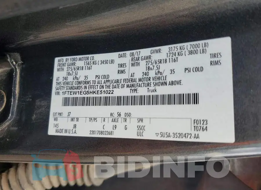 1FTEW1EG5HKE51022 Photo# 12