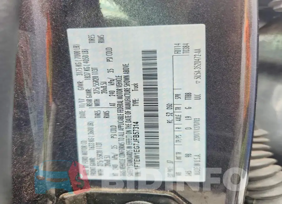 1FTEW1EG7JFB57314 Photo# 12