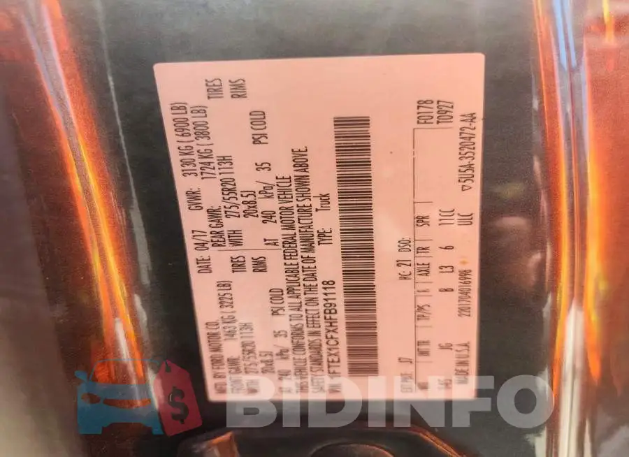 1FTEX1CFXHFB91118 Photo# 12