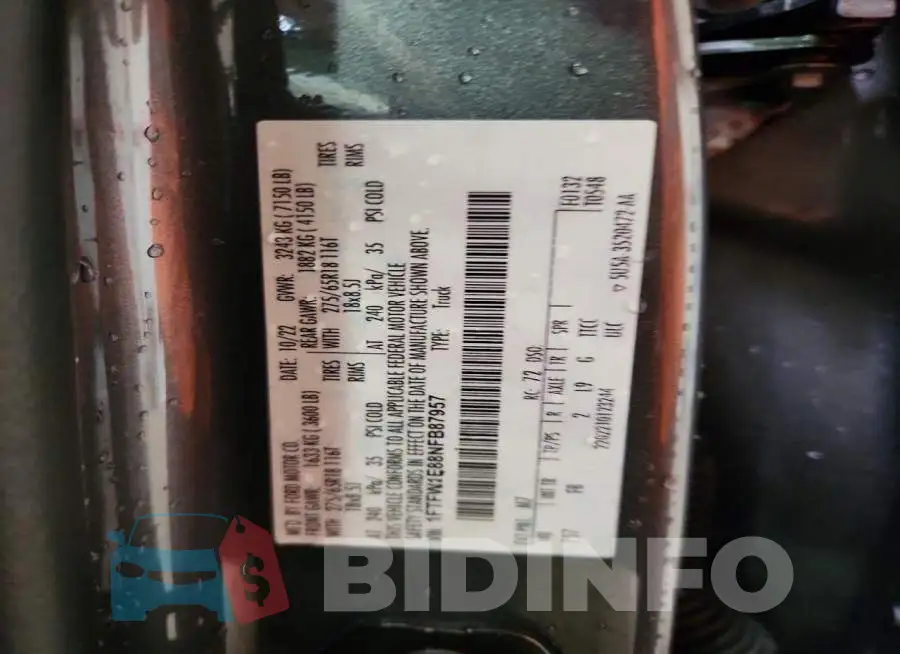 1FTFW1E88NFB87957 Photo# 12