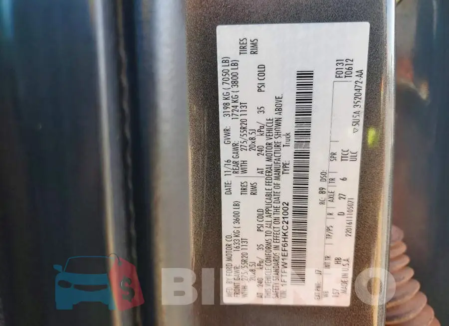 1FTFW1EF6HKC21002 Photo# 12