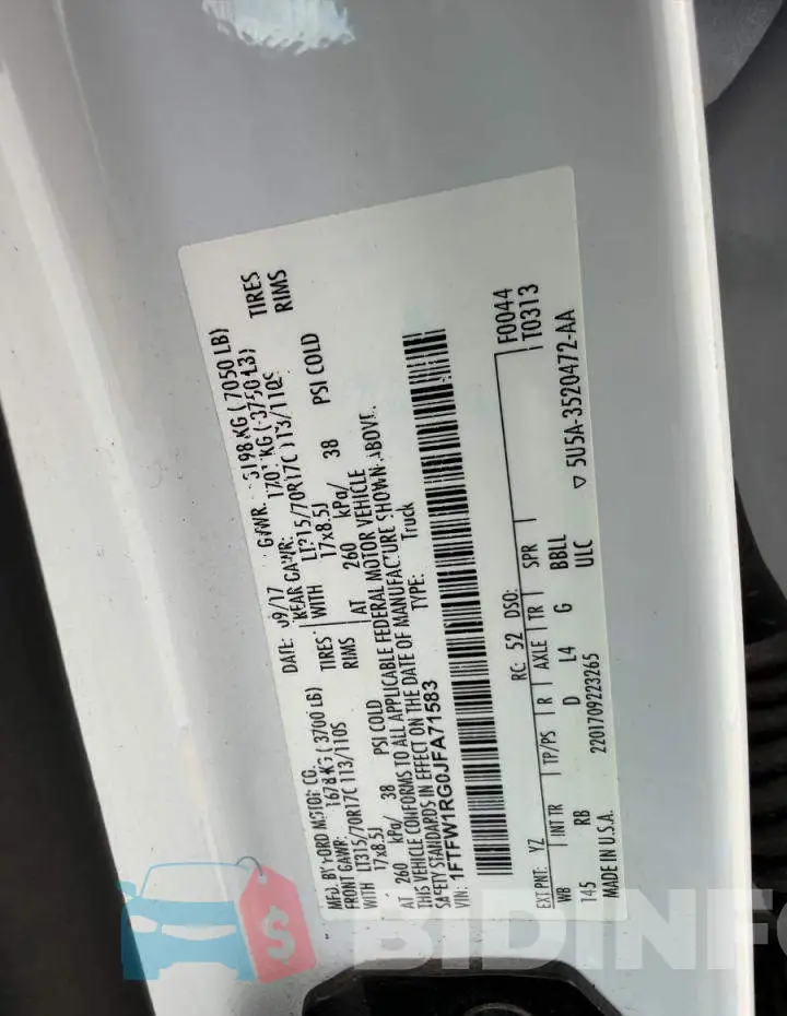 1FTFW1RG0JFA71583 Photo# 10