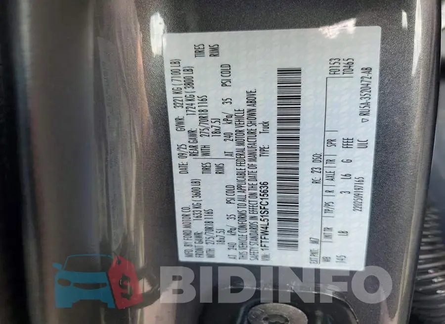 1FTFW4L51SFC15636 Photo# 13