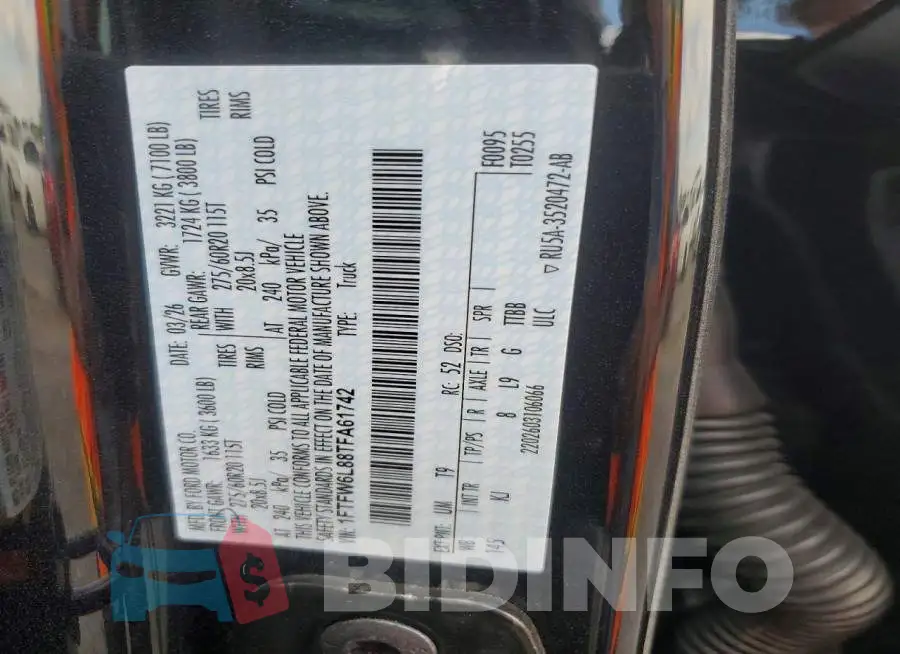 1FTFW6L88TFA61742 Photo# 12